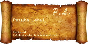 Petyka Lehel névjegykártya